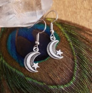 Luna Crescent Moon Star earrings Witchy Celestial Bohemian Jewelry Gift idea